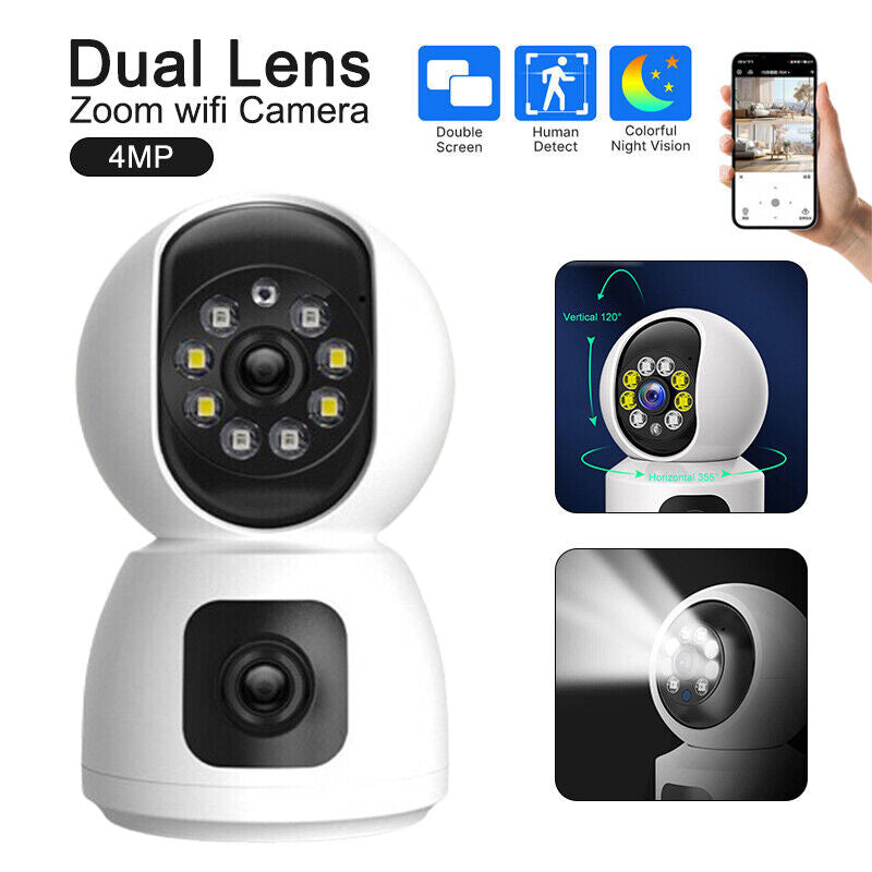 WIFI Camera 2K 4MP Dual Lens Night Vision Camera Home Security Baby IP Monitor