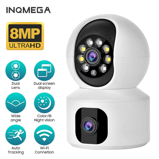 4K 8MP Smart Wifi Camera Home Security IP Camera Wireless Cameras Surveillance Dual Lens Screen Baby Monitor CCTV Video