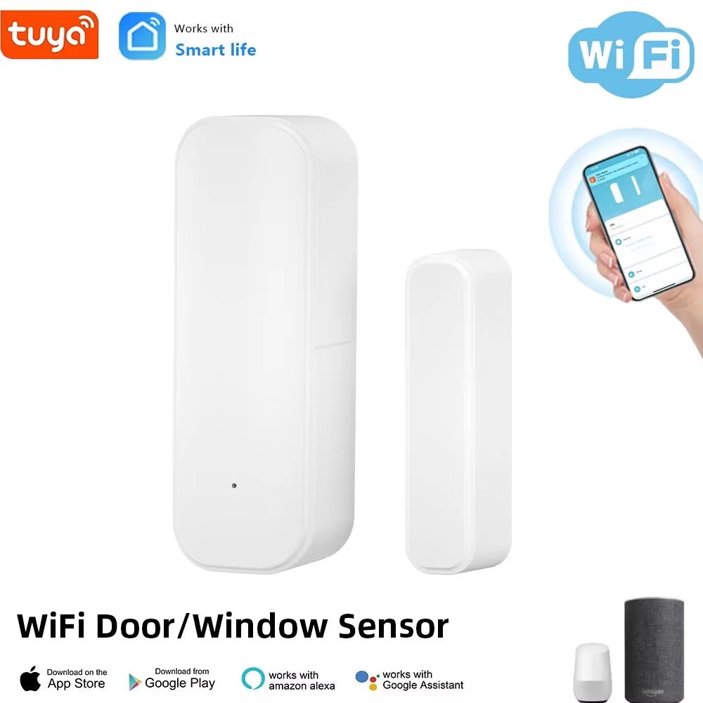 Tuya Wifi Door Sensor Window Entry Sensor Security Burglar Door Sensor Alarm Smart Life Magnetic Door Sensor Alexa Google