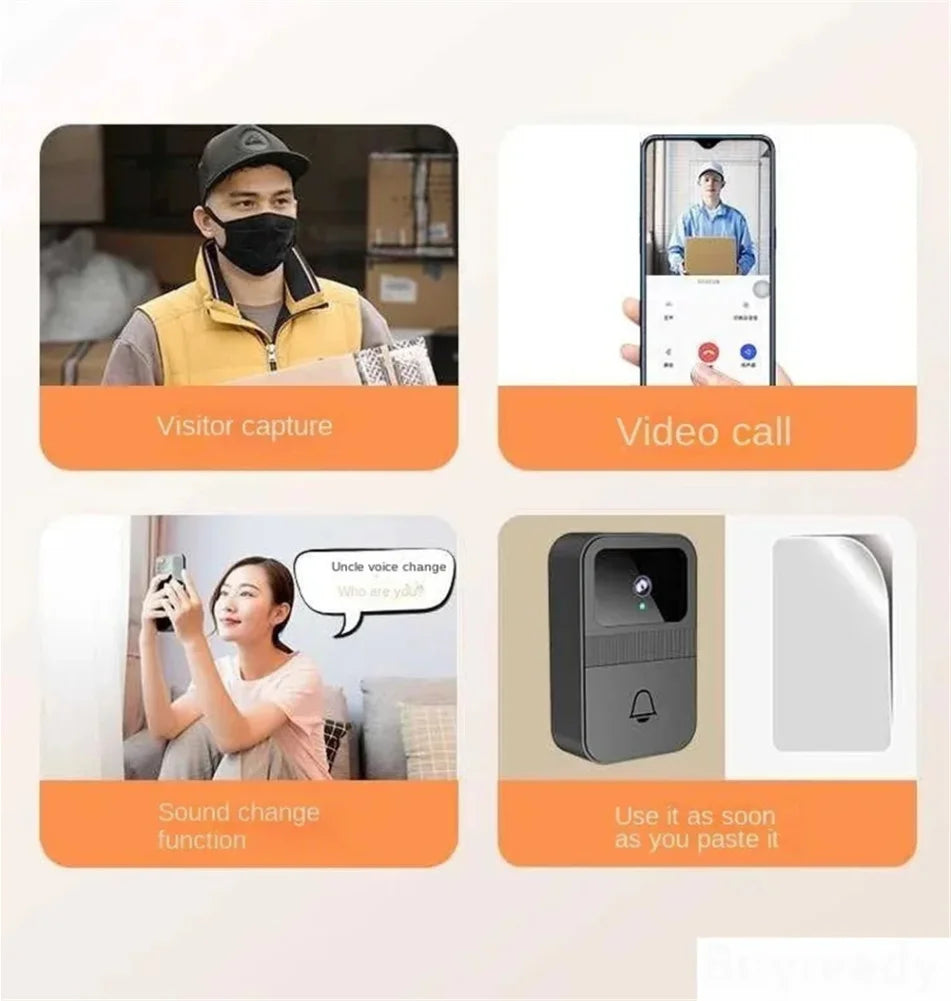 WIFI Smart Wireless Remote Video Doorbell Camera High-Definition Infrared Visual Doorbell Two-Way Calls Security Doorbell D9