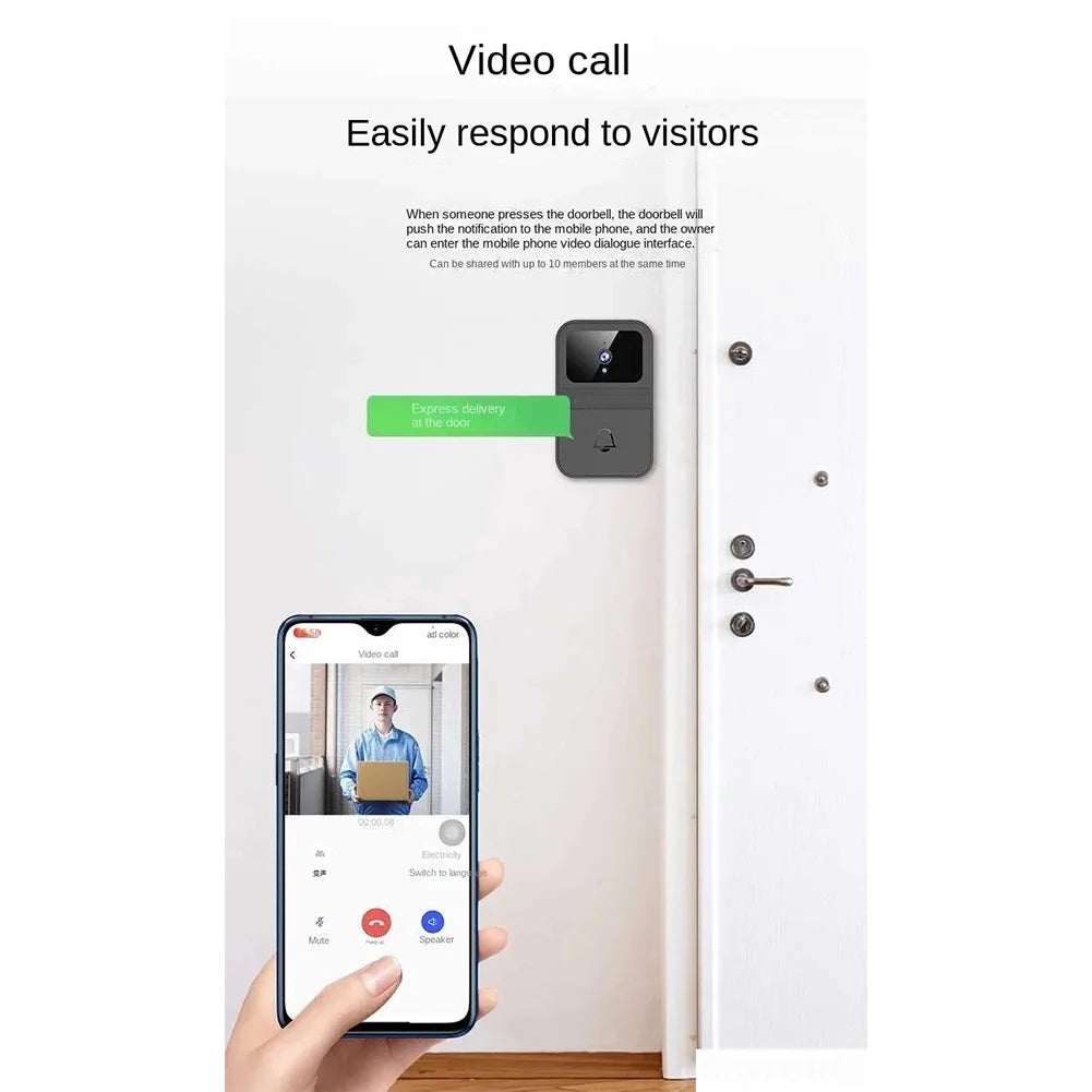 WIFI Smart Wireless Remote Video Doorbell Camera High-Definition Infrared Visual Doorbell Two-Way Calls Security Doorbell D9