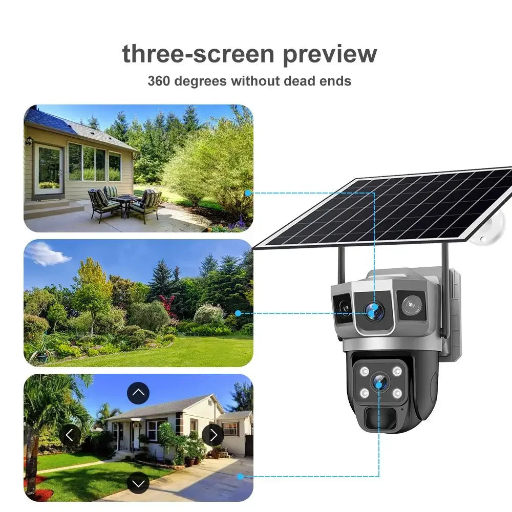 AIOOK Solar Security Camera Outdoor Waterproof HD 8MP WIFI 4G Camera Full Color Night Vision Two-Way Intercom Motion Detection