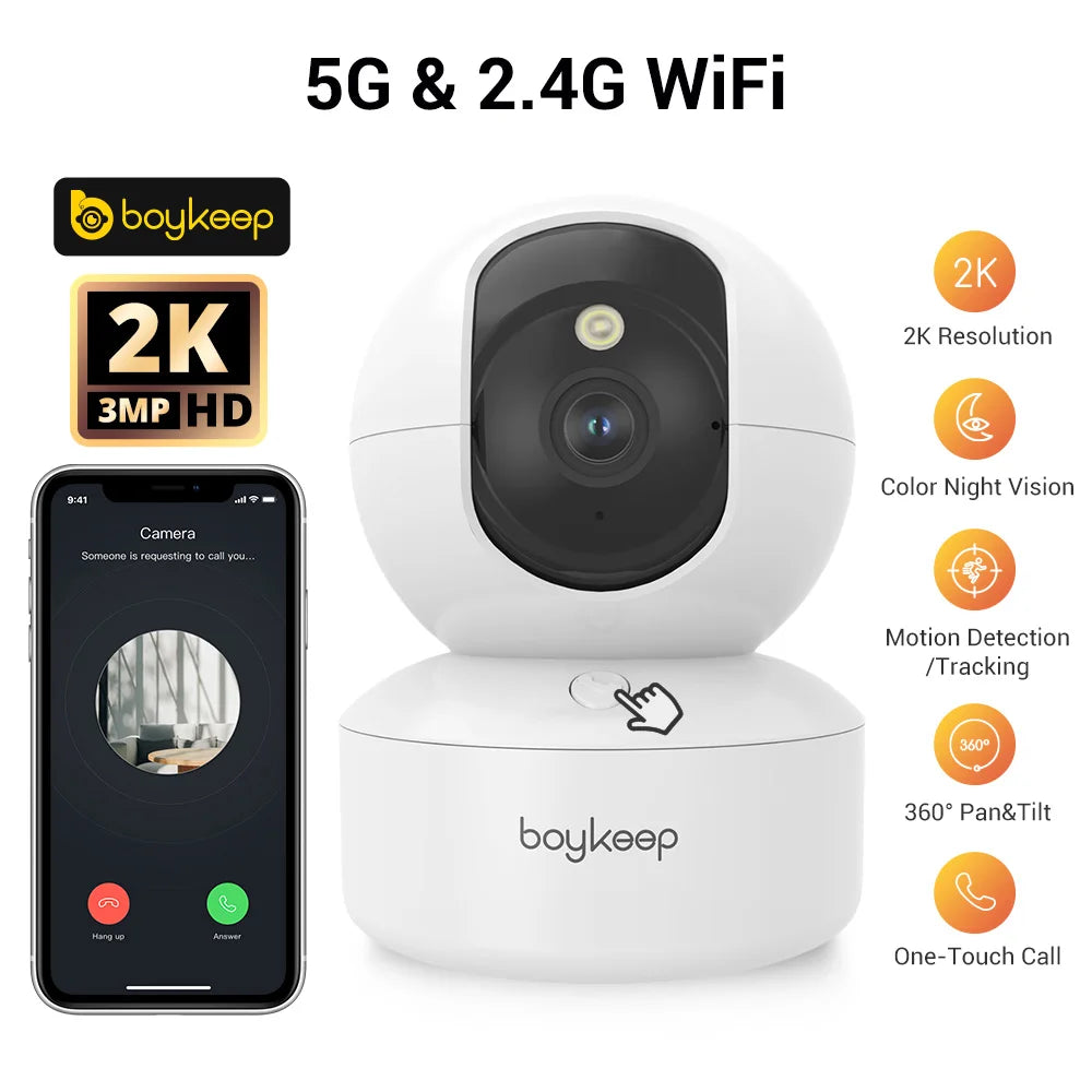 2K Pet Dog Camera with Phone App, 5G/2.4Ghz Wifi Indoor Security Baby Camera, 360° Pan & Tilt, 2-Way Audio, Night Vision