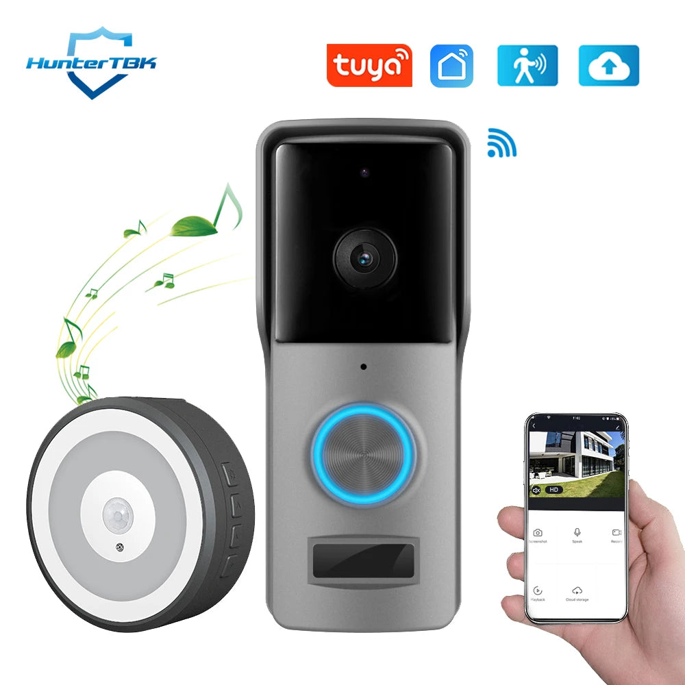 Waterproof 1080P Wifi Video Doorbell DC AC Battery Powered Tuya Smart Security Camera Door Bell Home Wireless Ringing Bell