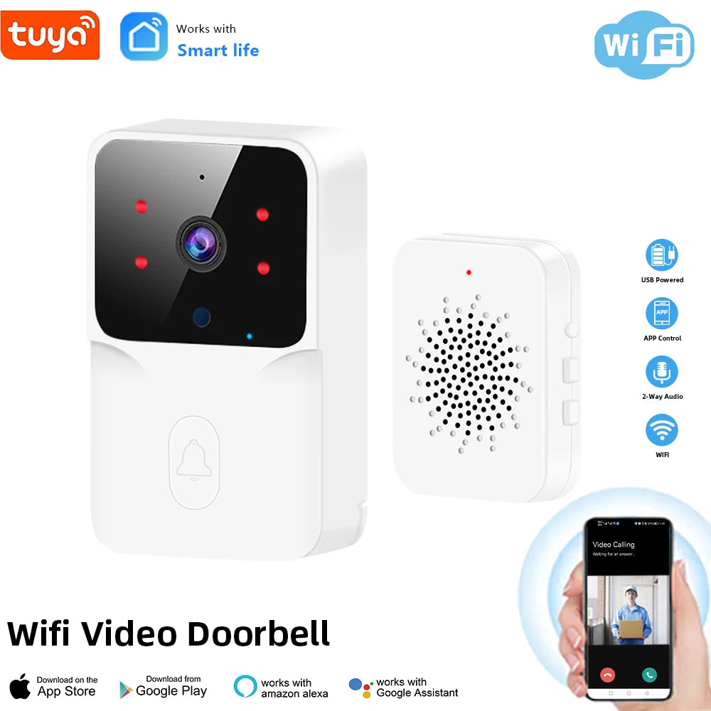 Tuya Wifi Video Doorbell Wireless HD Camera IR Alarm Security Smart Home Door Bell Wifi Intercom for Home