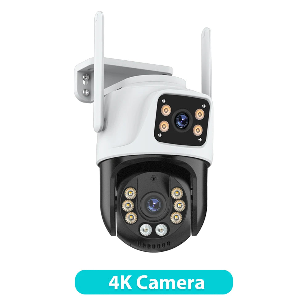 Three Lens PTZ IP Camera Outdoor 6K HD Three Screen Wifi Security Camera Auto Tracking 4K Dual Len Wirelss CCTV Camera Icsee